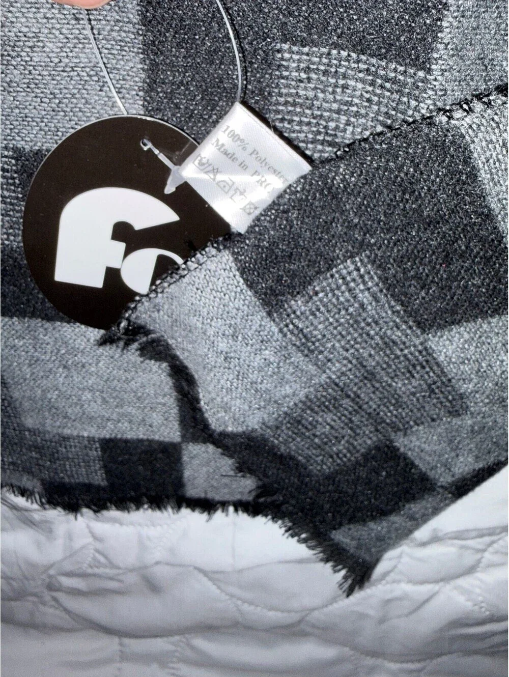 fc Gray and Black Checkered Scarf 78x13 Inches